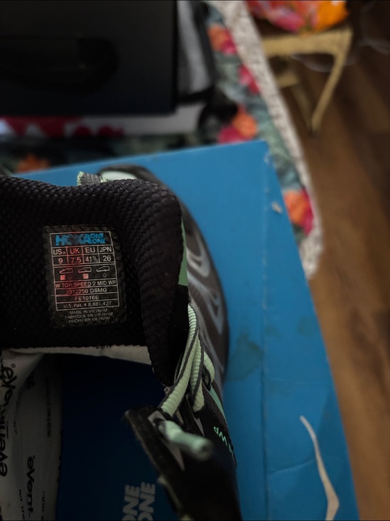 Hoka High-Top Trail Sneakers in Mint Green and Black